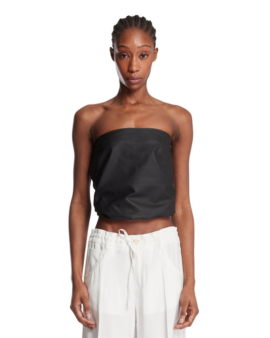 Top A Palloncino In Pelle Nero