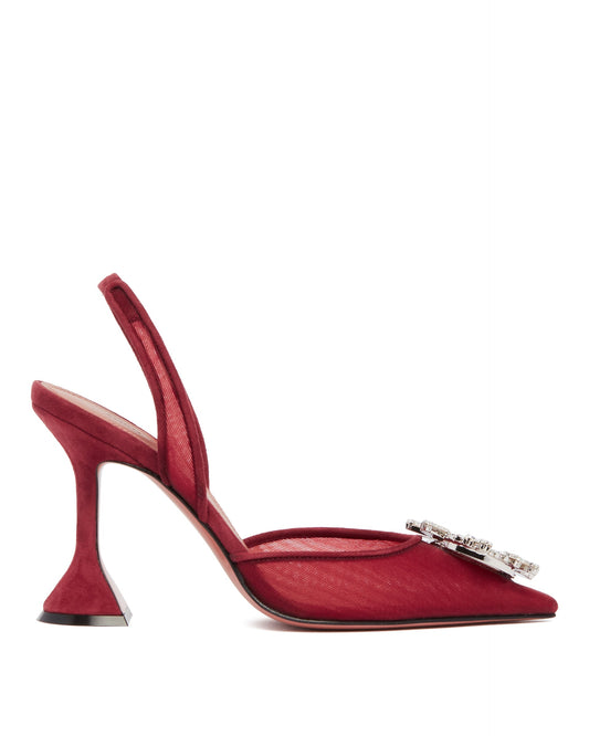 Decollete Begum In Mesh Burgundy