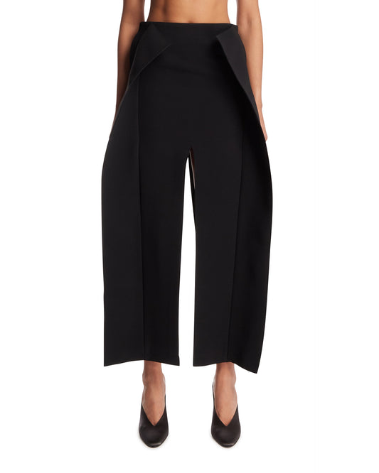 Pantaloni Cropped In Lana Neri