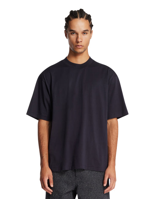 T-Shirt Girocollo In Cotone Blu