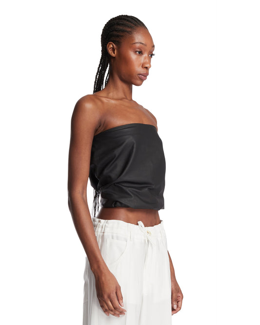 Top A Palloncino In Pelle Nero