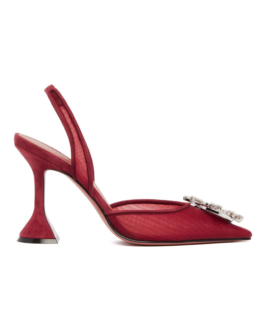 Decollete Begum In Mesh Burgundy