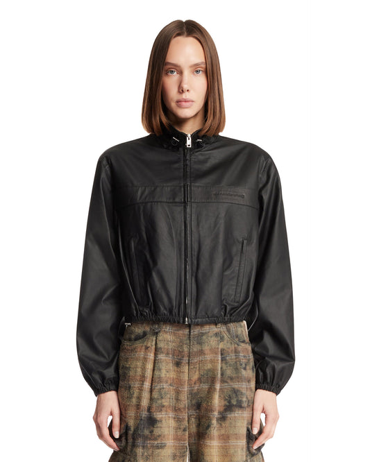 Track Jacket In Pelle Nera
