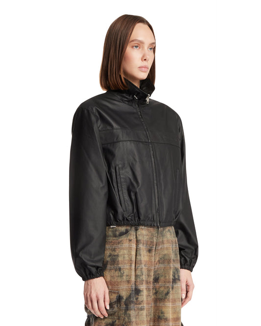 Track Jacket In Pelle Nera