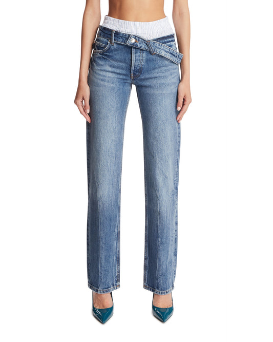Jeans Slim Con Fascia Boxer Blu
