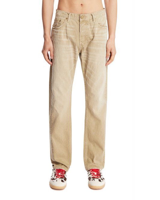 Jeans A Gamba Dritta Beige