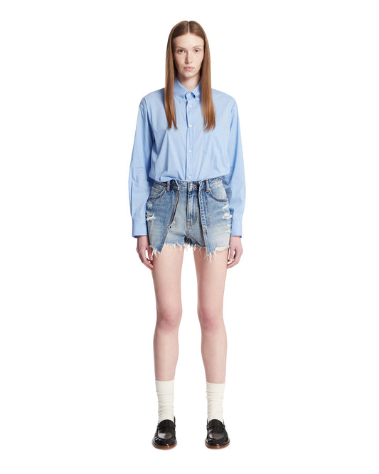 Skort Romper In Denim Blu