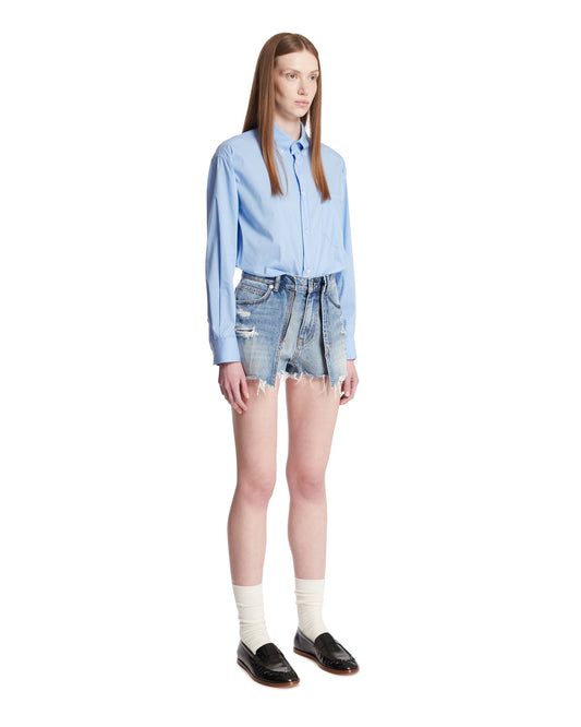 Skort Romper In Denim Blu