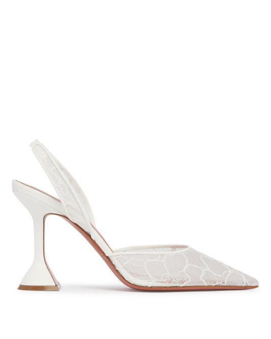 Slingback Holli In Pizzo Bianche