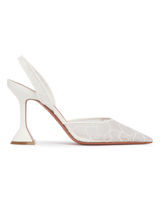 Slingback Holli In Pizzo Bianche