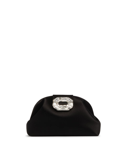 Camelia Clutch In Satin Nera
