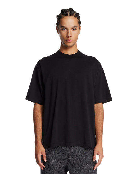 T-Shirt Girocollo In Cotone Nera