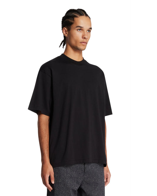 T-Shirt Girocollo In Cotone Nera