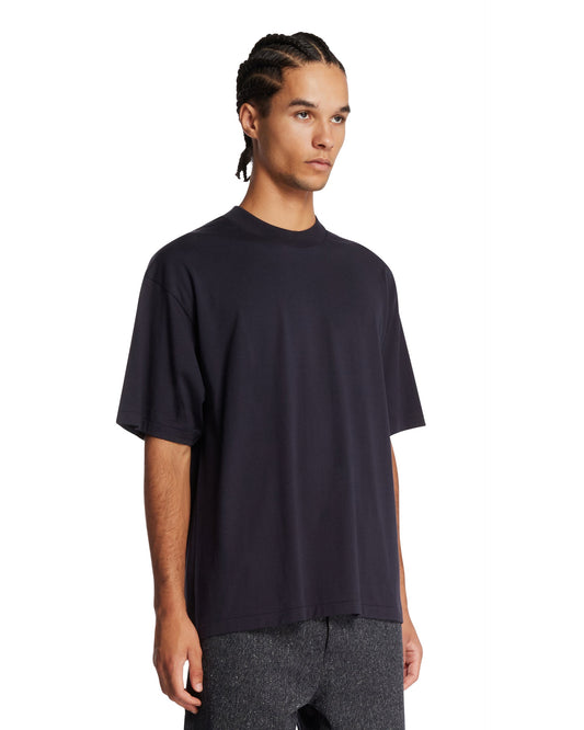 T-Shirt Girocollo In Cotone Blu